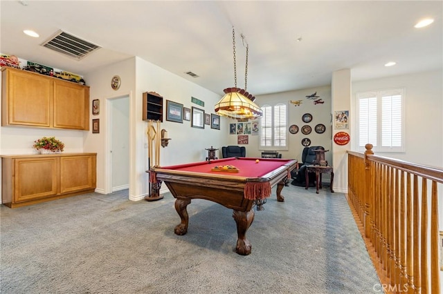 6411 Puma Pl, Rancho Cucamonga, CA 91737 - recreation room featuring light carpet, pool table, and recessed lighting
