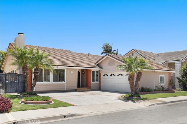 39 Foxhill, Irvine, CA 92604 - single story home with a tile roof, an attached garage, a chimney, and concrete driveway