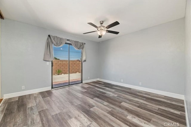 3920 Roxbury Dr, Hemet, CA 92545 - empty room with wood finished floors and ceiling fan