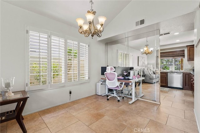 20241 Edmund Rd, Riverside, CA 92508 - office featuring a chandelier and vaulted ceiling