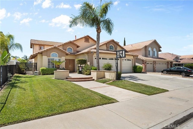 20241 Edmund Rd, Riverside, CA 92508 - mediterranean / spanish-style home with stucco siding, driveway, a garage, and a tiled roof