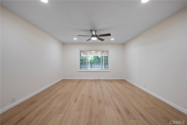 6330 N Wilson Ave, Fresno, CA 93704 - unfurnished room with ceiling fan, light wood-style flooring, and recessed lighting