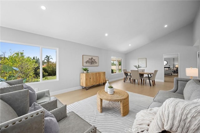 9211 Regency Way, Rancho Cucamonga, CA 91701 - living area featuring light wood finished floors, recessed lighting, and high vaulted ceiling