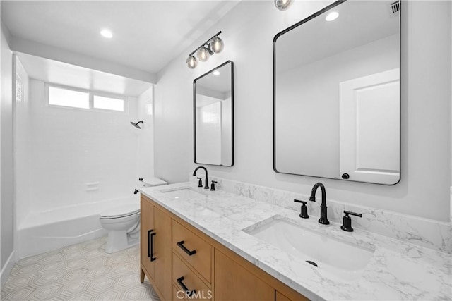 9211 Regency Way, Rancho Cucamonga, CA 91701 - bathroom featuring double vanity,  shower combination, and recessed lighting