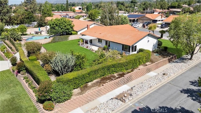 9211 Regency Way, Rancho Cucamonga, CA 91701 - aerial perspective of suburban area with a pool area