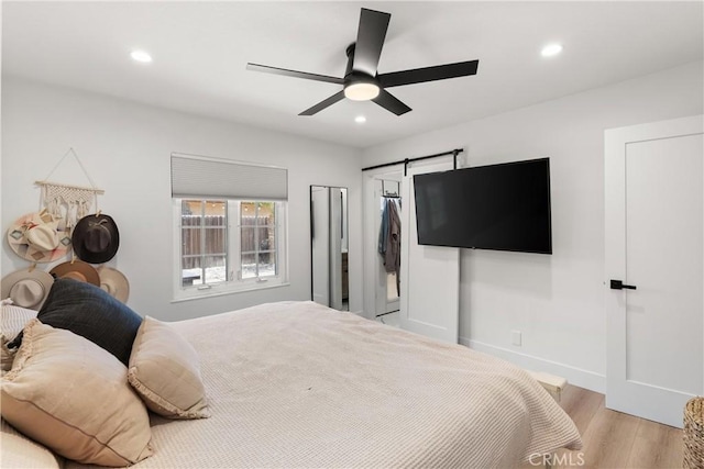 10171 Kukui Dr, Huntington Beach, CA 92646 - bedroom featuring light wood-type flooring, recessed lighting, and a ceiling fan