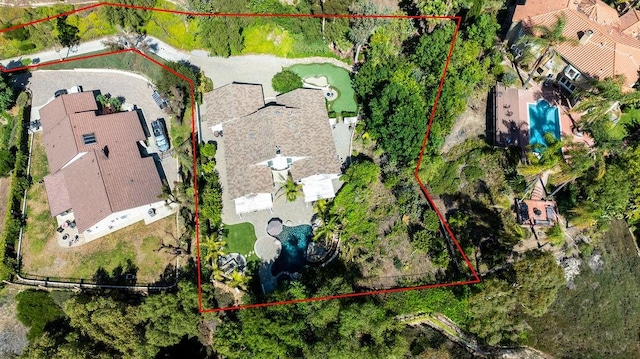 245 S Via Montanera, Anaheim Hills, CA 92807 - aerial view of property and surrounding area with property parcel outlined