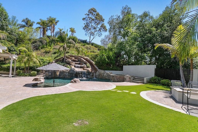 245 S Via Montanera, Anaheim Hills, CA 92807 - view of yard featuring a patio and a swimming pool