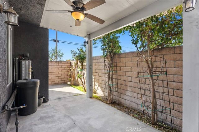 11521 Double Eagle Dr, Whittier, CA 90604 - fenced backyard featuring ceiling fan and a patio area
