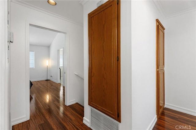 11521 Double Eagle Dr, Whittier, CA 90604 - hall with dark wood-type flooring and crown molding