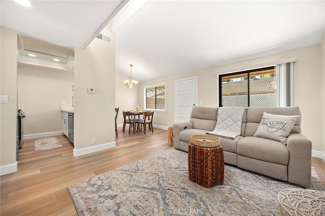 4692 Lakeview Ave Unit 8, Yorba Linda, CA 92886 - living room with light wood finished floors, a chandelier, and recessed lighting