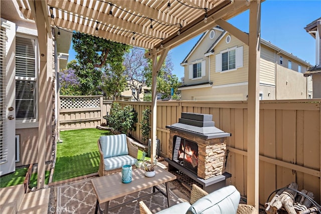 81 Mercantile Way, Ladera Ranch, CA 92694 - view of patio with a pergola and an outdoor living space with a fireplace