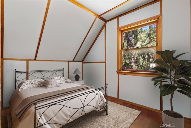 26251 Alpine Ln, Twin Peaks, CA 92391 - bedroom with wood finished floors and vaulted ceiling