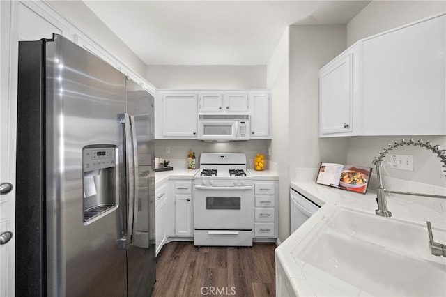 811 Larkridge, Irvine, CA 92618 - kitchen featuring white appliances, dark wood-style floors, and white cabinetry