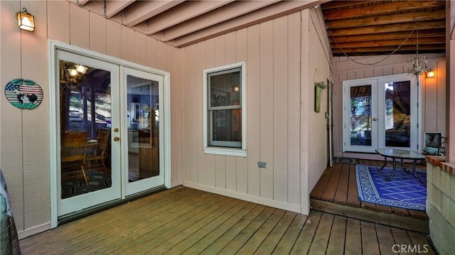 24083 Cresta Dr, Crestline, CA 92325 - wooden terrace featuring french doors