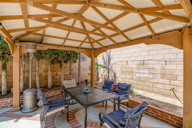 15521 Sandra Ln, Sylmar, CA 91342 - fenced backyard featuring outdoor dining area, a patio area, and a gazebo