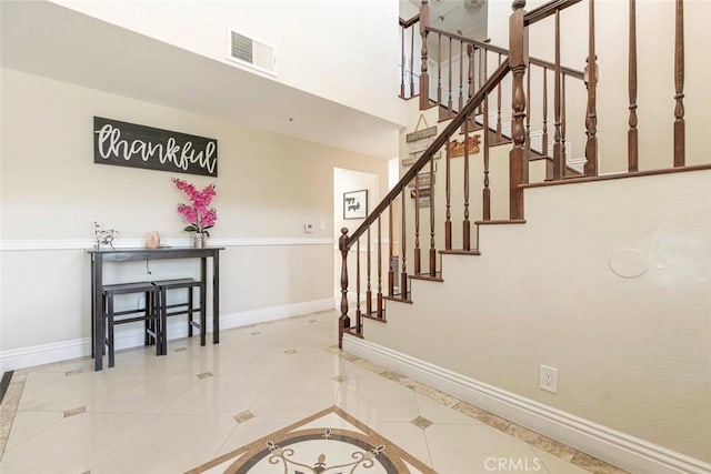 15521 Sandra Ln, Sylmar, CA 91342 - stairs featuring baseboards and tile patterned floors