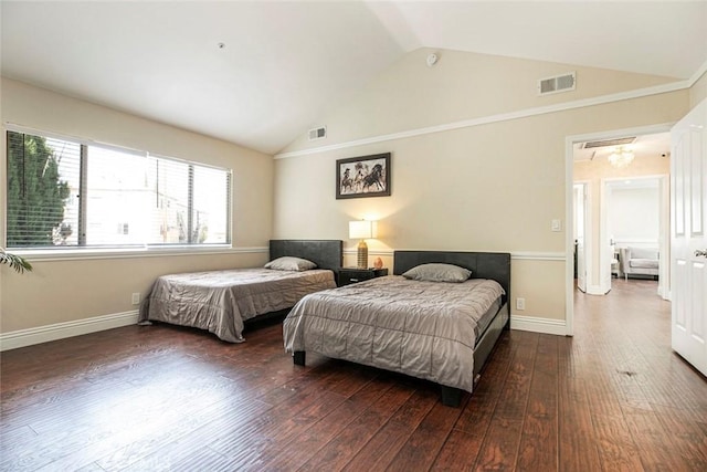 15521 Sandra Ln, Sylmar, CA 91342 - bedroom featuring vaulted ceiling and dark wood-style flooring