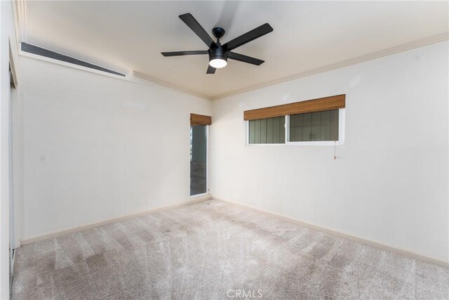 14137 Viburnum Dr, Whittier, CA 90604 - unfurnished room featuring carpet, a ceiling fan, and ornamental molding
