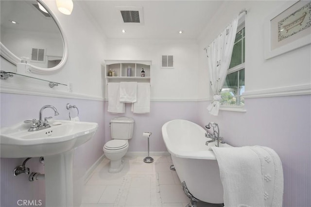28201 Stallion Springs Dr, Tehachapi, CA 93561 - bathroom with a freestanding bath and tile patterned floors