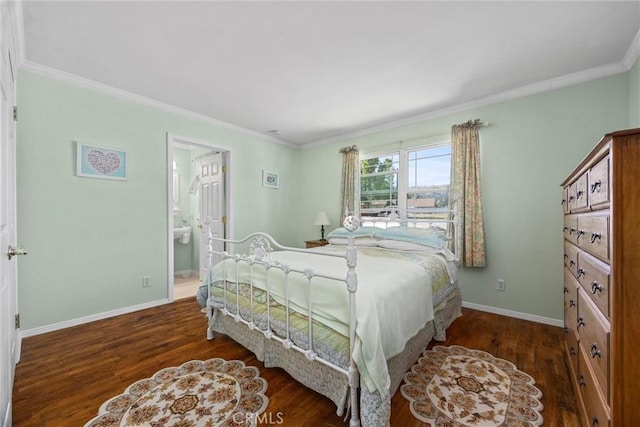 28201 Stallion Springs Dr, Tehachapi, CA 93561 - bedroom featuring wood finished floors, ornamental molding, and ensuite bathroom