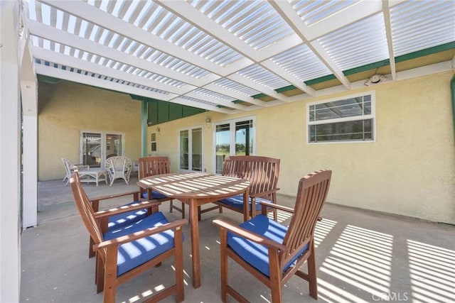 28201 Stallion Springs Dr, Tehachapi, CA 93561 - view of patio / terrace featuring outdoor dining space and a pergola