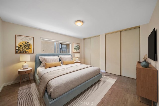 1524 Acacia Unit 5, Alhambra, CA 91801 - bedroom with light wood-type flooring and two closets