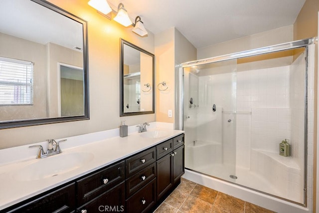 27625 Primrose Ln, Castaic, CA 91384 - bathroom featuring a shower stall and double vanity