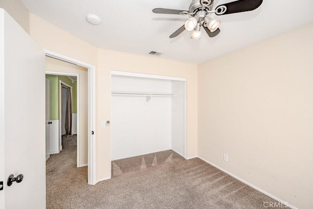 27625 Primrose Ln, Castaic, CA 91384 - unfurnished bedroom featuring carpet floors, a closet, and ceiling fan