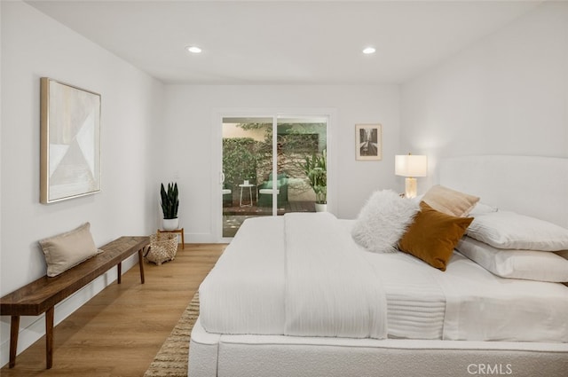 22627 Lakeside Ln, Lake Forest, CA 92630 - bedroom featuring access to outside, wood finished floors, and recessed lighting