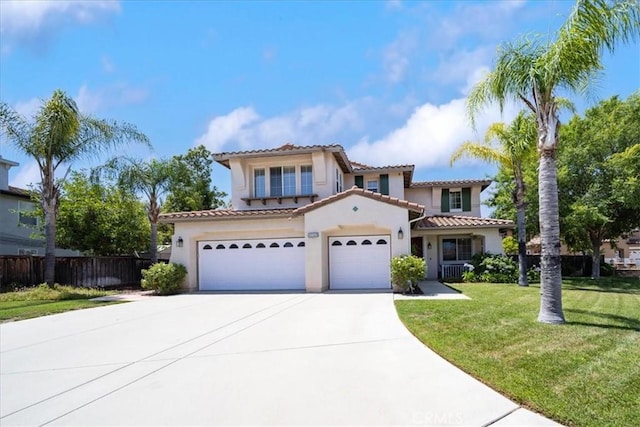 42365 Westar Ct, Murrieta, CA 92562 - mediterranean / spanish house with stucco siding, concrete driveway, a tiled roof, and a garage