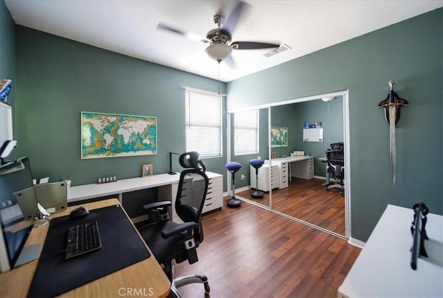 42365 Westar Ct, Murrieta, CA 92562 - office space with ceiling fan and wood finished floors