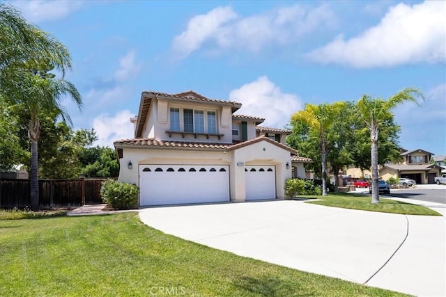 42365 Westar Ct, Murrieta, CA 92562 - mediterranean / spanish-style home featuring a tile roof, stucco siding, concrete driveway, and an attached garage
