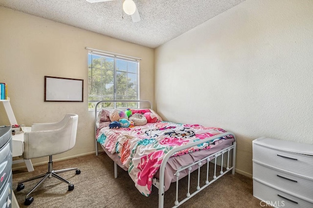 2134 Moonlight Ct, Palmdale, CA 93550 - carpeted bedroom with a textured ceiling and ceiling fan