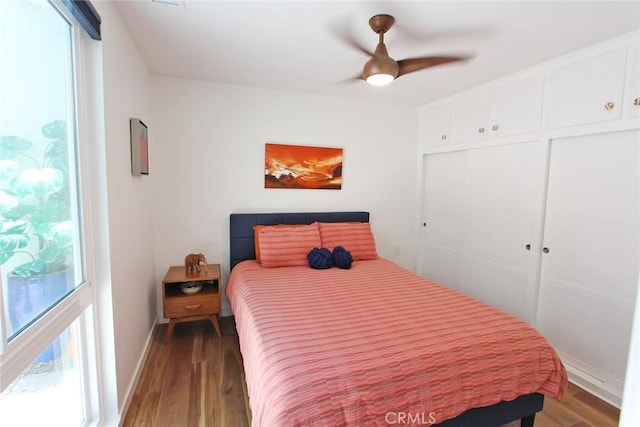 170 Avenida Majorca Unit A, Laguna Woods, CA 92637 - bedroom with wood finished floors, a closet, and ceiling fan