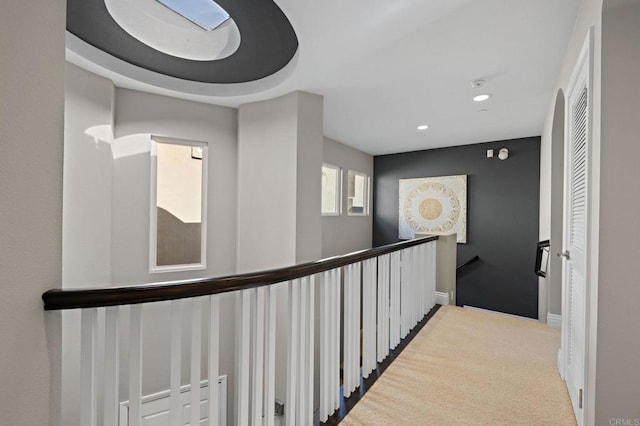 834 S Cedros, Solana Beach, CA 92075 - hallway featuring an upstairs landing, carpet, and recessed lighting