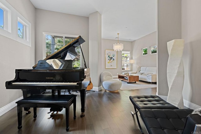 834 S Cedros, Solana Beach, CA 92075 - sitting room featuring a chandelier and wood finished floors
