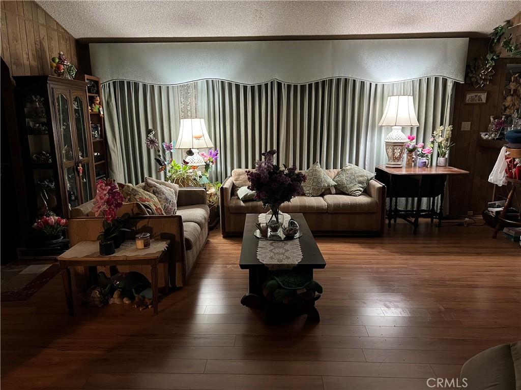 1113 Mohawk Unit 112, Topanga, CA 90290 - living room with a textured ceiling and hardwood / wood-style flooring