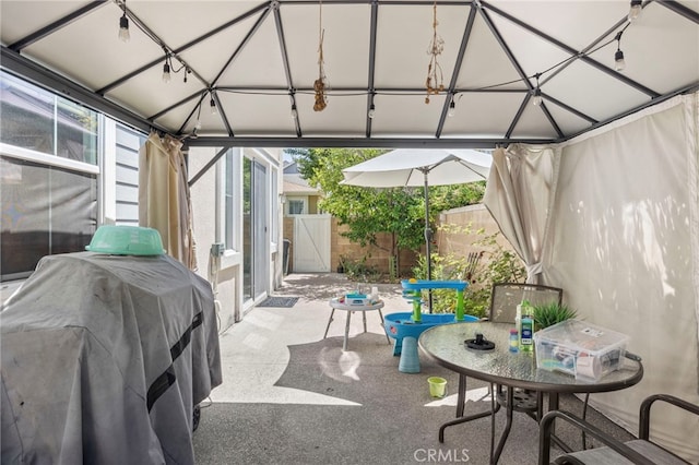 15530 Bonsai Way, Tustin, CA 92782 - view of patio / terrace featuring a gazebo, grilling area, and outdoor dining space