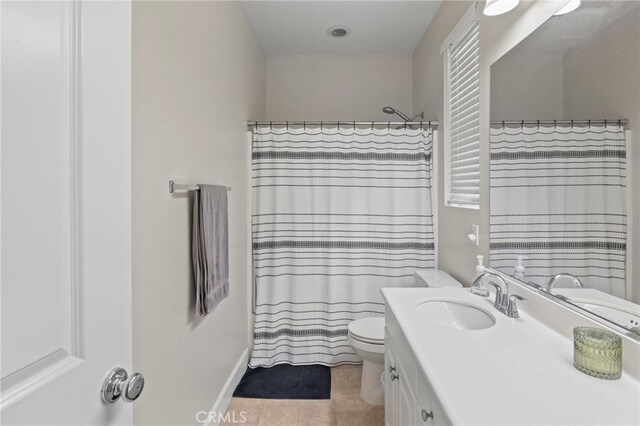 15530 Bonsai Way, Tustin, CA 92782 - full bath featuring vanity, tile patterned floors, and a shower with curtain