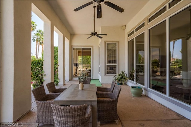 56610 Muirfield Ln, Quinta, CA 92253 - view of patio / terrace featuring a ceiling fan and outdoor dining area