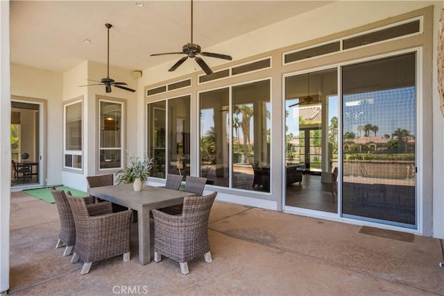 56610 Muirfield Ln, Quinta, CA 92253 - view of patio / terrace featuring ceiling fan and outdoor dining space