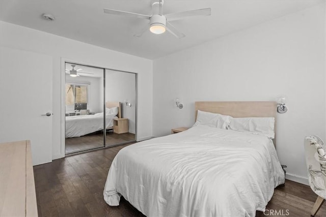 1411 N Hayworth Ave Unit 15, West Hollywood, CA 90046 - bedroom featuring wood finished floors, a closet, and ceiling fan
