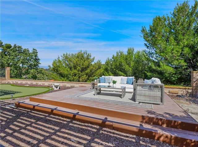 22182 Platino, Mission Viejo, CA 92691 - deck with an outdoor hangout area and a putting area