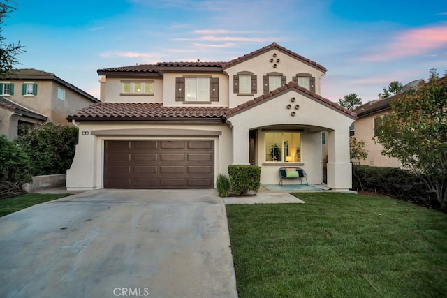 24186 Matthew Pl, Newhall, CA 91321 - mediterranean / spanish home with stucco siding, a garage, driveway, and a tiled roof