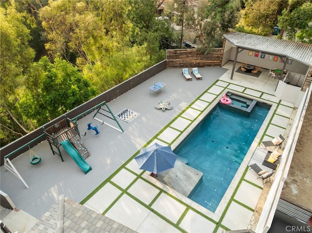 10255 Overhill Dr, Santa Ana, CA 92705 - view of pool featuring a pool with connected hot tub and a patio