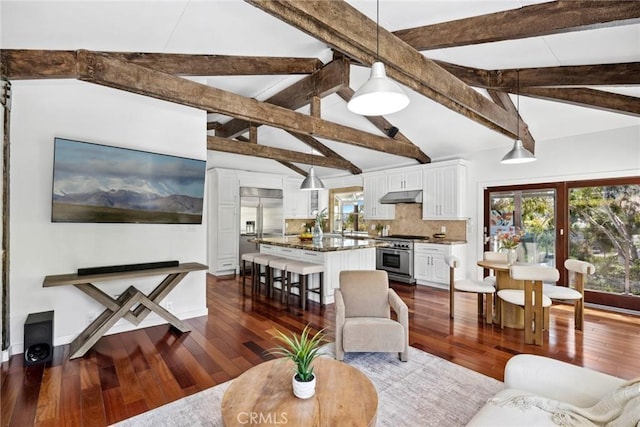 10255 Overhill Dr, Santa Ana, CA 92705 - living room featuring dark wood finished floors