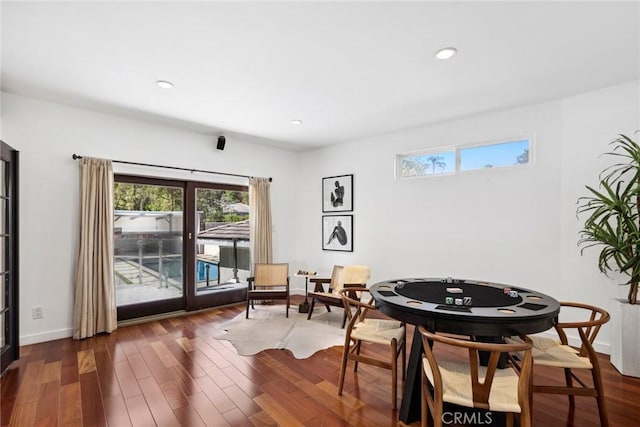 10255 Overhill Dr, Santa Ana, CA 92705 - dining room featuring healthy amount of natural light, dark wood finished floors, and recessed lighting