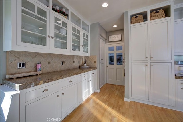 2166 Lopez Dr, Arroyo Grande, CA 93420 - kitchen featuring light wood-type flooring, white cabinetry, and recessed lighting