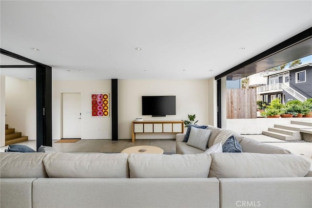 2821 Alma Ave, Manhattan Beach, CA 90266 - living area with stairway and finished concrete floors